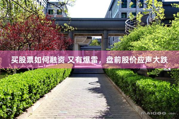买股票如何融资 又有爆雷，盘前股价应声大跌
