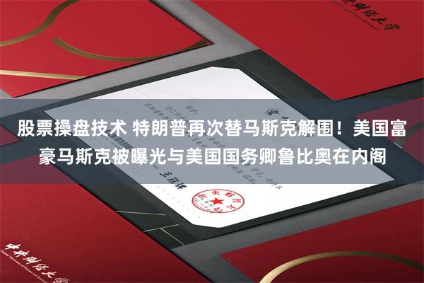 股票操盘技术 特朗普再次替马斯克解围！美国富豪马斯克被曝光与美国国务卿鲁比奥在内阁