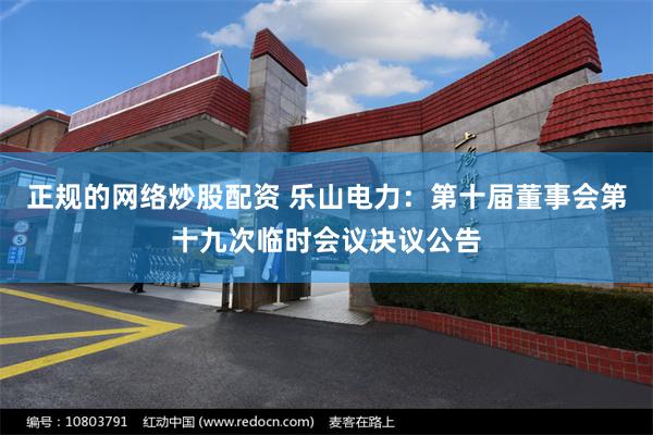 正规的网络炒股配资 乐山电力：第十届董事会第十九次临时会议决议公告