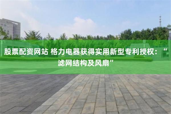 股票配资网站 格力电器获得实用新型专利授权：“滤网结构及风扇”