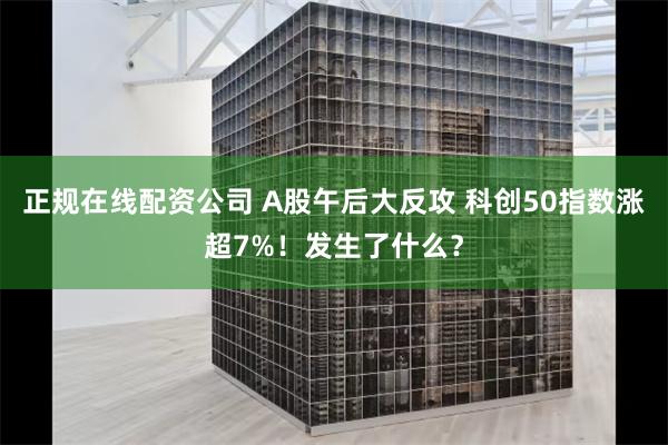 正规在线配资公司 A股午后大反攻 科创50指数涨超7%!发生了什么?